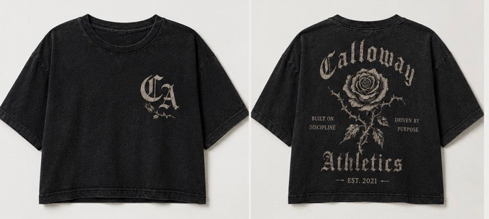 WOMEN'S ROSE TEE VINTAGE WASH CROPPED TEE